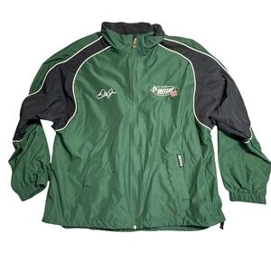 NASCAR Dale Earnhardt Jr 88 AMP Energy Jacket Mens 2XL Green Black Windbreaker